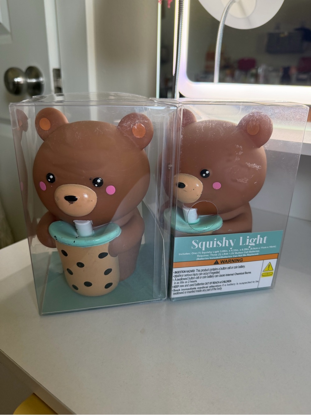 Cute Brown Bear with Boba Squishy Light Night Light - Picture 5 of 8